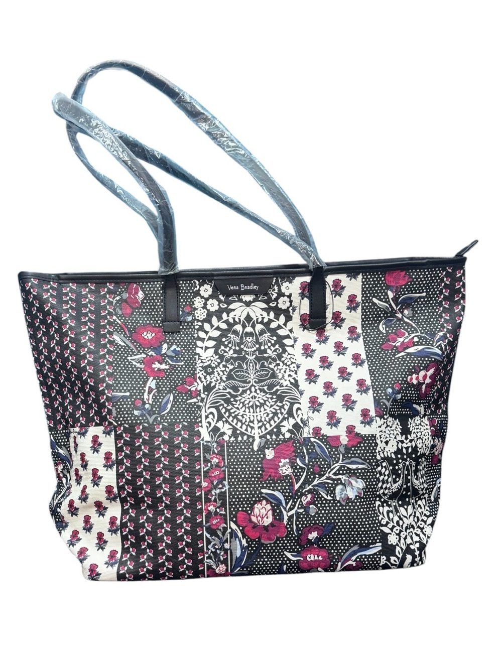 Vera Bradley Black & Pink Patchwork Floral Tote